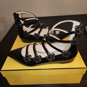 Fendi Patent Leather Strappy Pointed toe flats